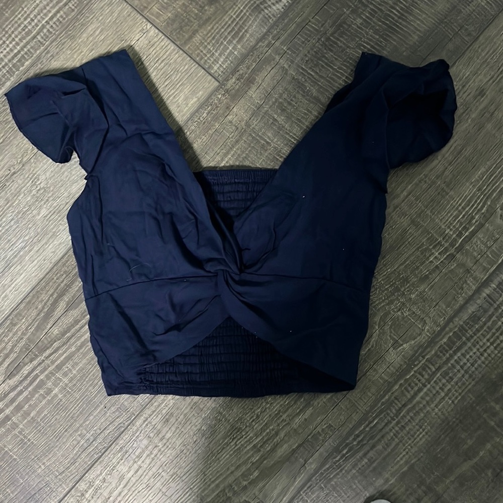 Navy cropped blouse.